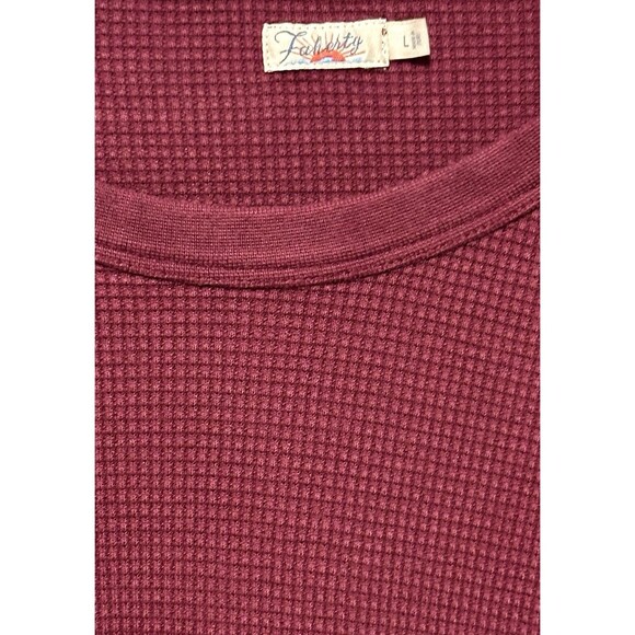 Faherty Long Sleeve Waffle Long Sleeve Maroon Shirt Large - Picture 2 of 5